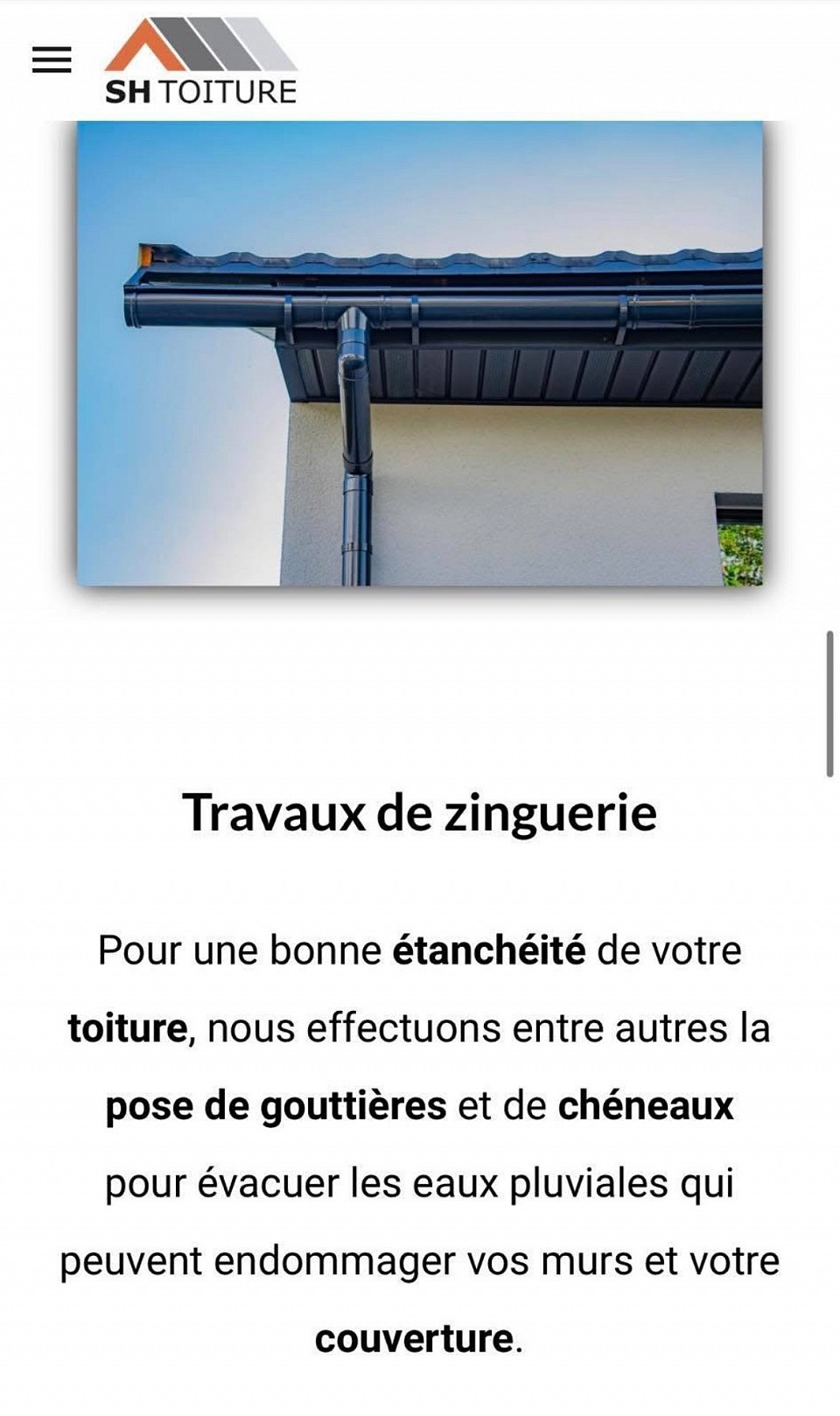 Travaux de zinguerie